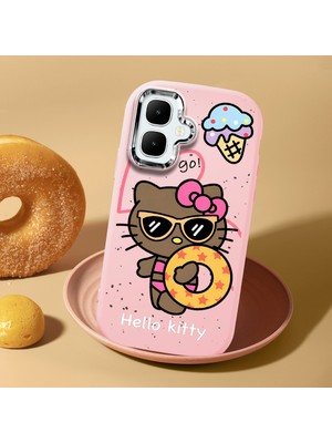 HONTINGA Infinix Smart 10 ile Uyumlu Kılıf Kamera Korumalı Düşüme Önleyici Kamera Koruyucu Pembe Yumuşak Silikon Couple Telefon Kılıfı Kitty Desenli K4-0471