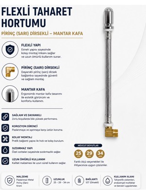 Kayra Grup Su Armatürleri Flexli Taharat Çubuğu 34CM Mantar Kafa