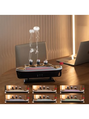 Blueseed Bs-H4 Nostaljik Gemi Tasarımlı Işıklı Buharlı Ultrasonik Hava Nemlendirici Aroma Difüzörü Koku