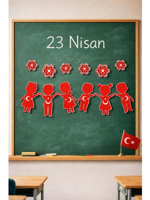 Belirtilmemiş 23 Nisan Süsleri Özel Kesim Banner 23 Nisan Hediyelik Elele Tutuşan Çocuklar 3 Metre LED