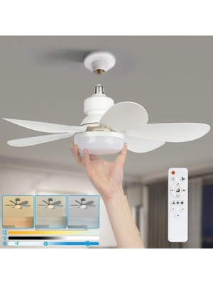 Belirtilmemiş Torch LED Ampül Pervane 3 Işık Modlu, Pervaneli, Kumandalı Serinleten LED Ampul, 30 Watt Tavan Vant