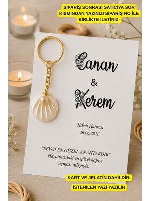 Emtory Home Özel Çiçek Isimli Istiridyeli Anahtarlık - Söz Hediye - Nişan Hediye - Nikah Hediye - 30 Adet