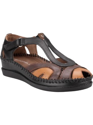 Forelli 22521 Sally-G Siyah/taba Kadın Comfort Deri Sandalet