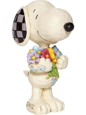 Belirtilmemiş Enesco Peanuts By Jim Shore Snoopy Bahar Çiçekleri Tutan Minyatür Heykelcik, 7 Cm, Çok Renkli