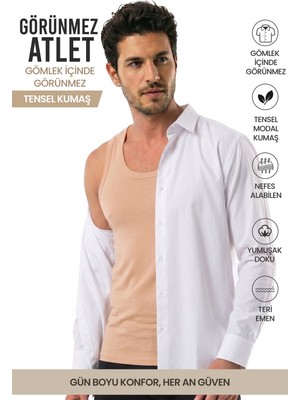 Öts Erkek Tekli Modal Atlet Görünmez Ten Rengi Nefes Alan Doku (1170)