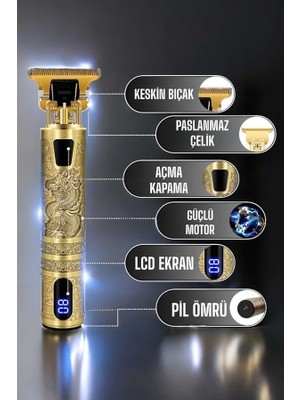 Tıraş Makinesi Şarjlı Profesyonel Saç Kesme Makinesi Gold Çizik Tıraş