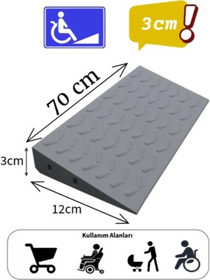 Roboqoq 3 cm Tekerlekli Sandalye Rampası Gri