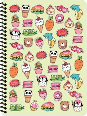 Mikasso 16X22 cm 80 Yaprak Çizgisiz Plastik Kapak Telli Defter 60 Gram Beyaz Sayfa Sert Spiralli Çizgisiz Or