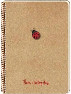 Mikasso 20X28 cm 100 Sayfa Çizgisiz Telli Defter Kraft Kapak 70 gr Krem Rengi Kağıt Karton Spiralli Çizgisiz