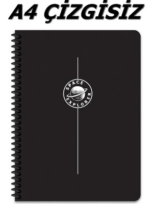 Mikasso A4 80 Yaprak Çizgisiz Plastik Kapak Telli Defter 60 Gram Beyaz Sayfa Sert Spiralli Çizgisiz Büyük Bo