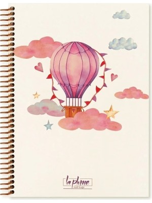 Mikasso 17X24 cm 80 Yaprak Çizgisiz Balon Sert Kapak Telli Defter 60 gr Krem Rengi Kaliteli Kağıt Sert Spira