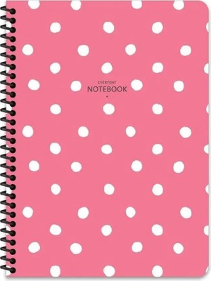 Mikasso Çizgili 16X22 cm 80 Yaprak Plastik Kapak Telli Defter 60 Gram Beyaz Sayfa Puantiye Yumuşak Spiralli