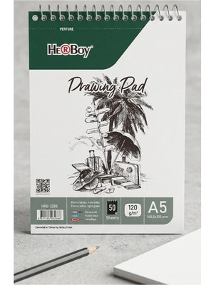 Mikasso Telli Eskiz Defteri A5 cm 1 Adet Herboy 120 gr Eskiz Defteri Karakalem Çizim 50 Sayfa Dokulu Kağıt Ü