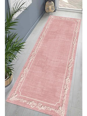 Belirtilmemiş Pelangi Çerçeve Desenli Dijital Baskı Yıkanabilir Kaymaz Taban Düz Salon Halı Yolluk, Pembe 60 x