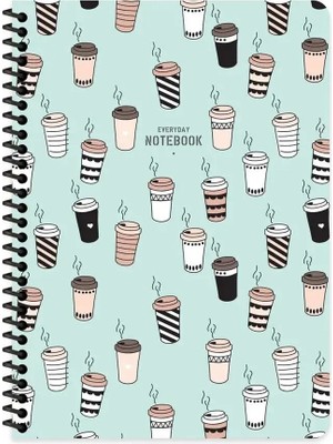 Mikasso Çizgili 16X22 cm 80 Yaprak Karton Kapak Telli Defter 60 Gram Beyaz Sayfa Coffee Karton Spiralli Çizg