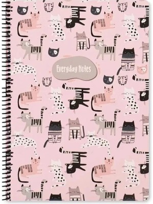 Mikasso Çizgili 16X22 cm 80 Yaprak Karton Kapak Telli Defter 60 Gram Beyaz Sayfa Animal Friends Karton Spira