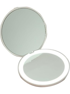 Belirtilmemiş LOM2062-16 LED Işıklı 1x-5x Şarj Edilebilir Cep - Çanta Makyaj Aynası (Beyaz)