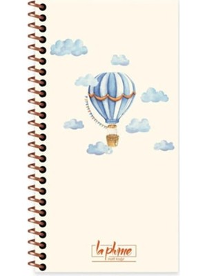 Mikasso La Plume Çizgisiz Balon Telli Defter 10X19 cm Krem Renk Kağıt 80 Yaprak Kalın Kapaklı Sert Spiralli