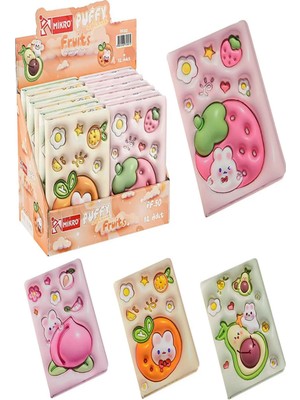 Mikasso Mikro Puffy Pf-50 Fruıts Not Defterı Yumuşak Düz Renkli Küçük Boy Beyaz Not Defteri A7 360 Yaprak