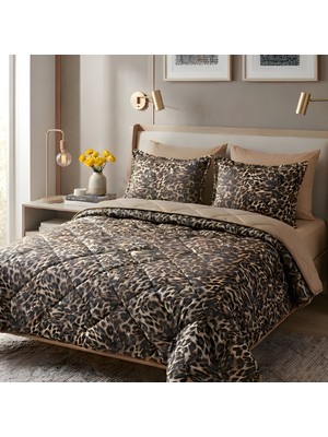 MİYU Safari Luxe Çift Kişilik Leopar Desenli Uyku Seti