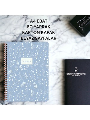 Mikasso Çizgili A4 Ebat 80 Yaprak Kartonkapak Telli Defter Beyaz Renk 60 gr Kağıt Karton Spiralli Çizgili Bü