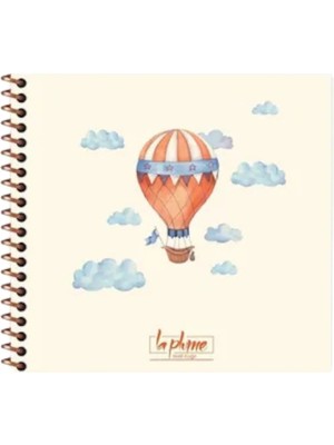 Mikasso 16X15 cm Çizgisiz 50 Yaprak Sert Kapak Telli Defter 60 gr Krem Rengi Kağıt Balon Desen Sert Spiralli
