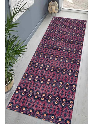 Belirtilmemiş Pelangi Kilim Desenli Etnik Dijital Baskı Yıkanabilir Kaymaz Taban Salon Halı Yolluk, Mor