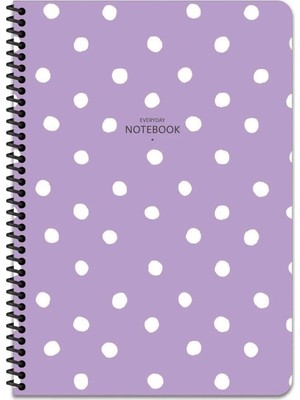 Mikasso Çizgili 16X22 cm 80 Yaprak Plastik Kapak Telli Defter 60 Gram Beyaz Sayfa Puantiye Yumuşak Spiralli