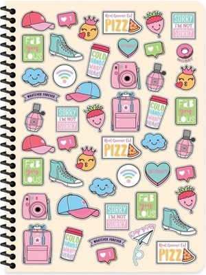 Mikasso Çizgili 16X22 cm 80 Yaprak Plastik Kapak Telli Defter 60 Gram Beyaz Sayfa Sert Spiralli Çizgili Orta