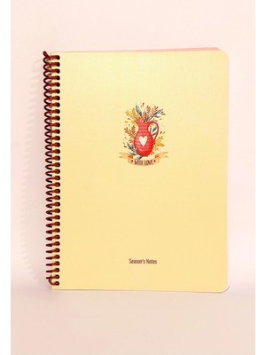 Mikasso 80 Sayfa Çizgisiz Telli Defter Kahve Temalı 16X22 cm 60 gr Beyaz Kağıt Karton Spiralli Çizgisiz Orta