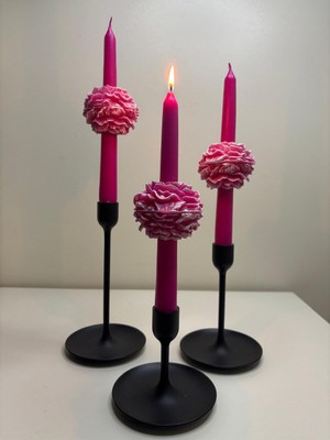 Empressco Pembe Şakayıklı Şamdan Mum, Konsept Tasarım, Ortası Çiçekli, Şakayık Çiçeği