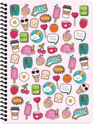 Mikasso 16X22 cm 80 Yaprak Çizgisiz Plastik Kapak Telli Defter 60 Gram Beyaz Sayfa Sert Spiralli Çizgisiz Or
