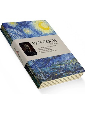 Mikasso Van Gogh 4'lü Defter Seti 1 - Night Series - Çizgisiz - 48 Sayfa - 10,5X14CM Karton Düz Çizgisiz 96