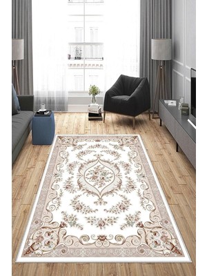 Belirtilmemiş Pelangi Vizon Desenli Osmanlı Motif Yıkanabilir Kaymaz Taban Tutmaz Salon Halısı Yol