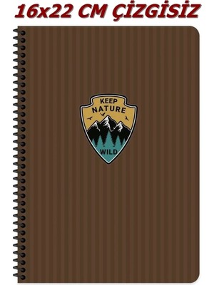 Mikasso 16X22 cm Çizgisiz 80 Yaprak Outdoor Karton Kapak Telli Defter Karton Spiralli Çizgisiz Orta Boy Pemb
