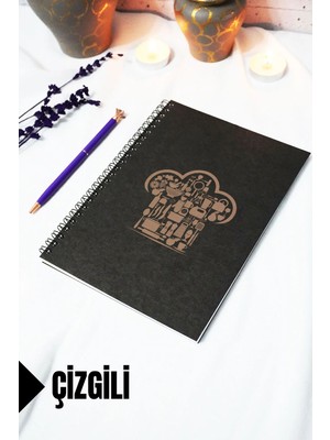 Mikasso A5 Siyah Kraft Kapaklı Tarif Defteri - Çizgili Defter - 60 Yaprak (120 Sayfa) 15X21 cm Karton Spiral