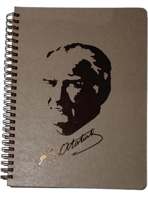 Mikasso 16,5X22,5 cm 100 Yaprak Kareli Telli Atatürk Sert Karton Kapak Defter 70 gr Krem Renk Kağıt Sert Spi