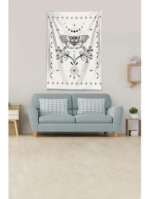 Belirtilmemiş Pelangi Bej Butterfly Tutmaz Kadife Kumaş Duvar Örtüsü Duvar Halısı Tapestry KWLL372,