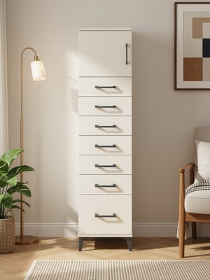 Arges Dolap Tek Raflı 7 Çekmeceli Tek Kapaklı 44X30X182 Aytaşı-Aytaşı