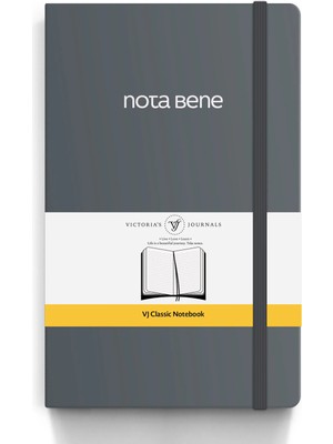 Mikasso Nota Bene Classic Esnek Kapak Defter, 13X21 Cm, Çizgili Yumuşak Düz Çizgili 200 Yaprak Orta Boy Gri