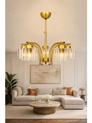 Esslight Venice 5’li Eskitme Kristal Taşlı Salon Mutfak Yatak Odası Avize