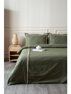 Belirtilmemiş Boho Saçaklı Yeşil Nevresim Takımı Çift Kişilik 200 x 220 7030A