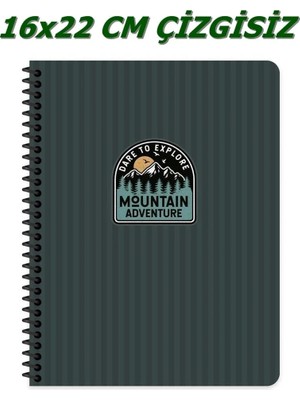 Mikasso 16X22 cm Çizgisiz 80 Yaprak Outdoor Karton Kapak Telli Defter Karton Spiralli Çizgisiz Orta Boy Yeşi