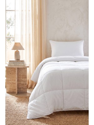 Ocean Home Textile 2'li %100 Pamuk Kumaş Kaz Tüyü Konforunda Saten Biyeli Mikorjel Tek Kişilik Yastık Yorgan Seti 1 Adet 155 x 215 / 1 Adet 50 x 70 cm