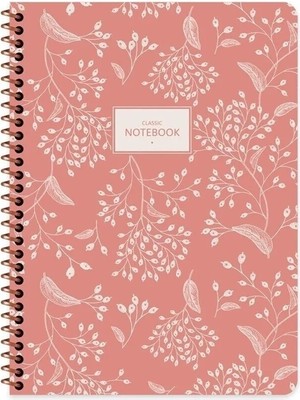 Mikasso Çizgili 16X22 cm 80 Yaprak Karton Kapak Telli Defter 60 Gram Beyaz Sayfa Pastel Karton Spiralli Çizg