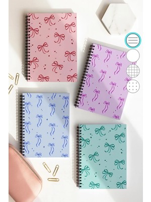 Mikasso Spiralli Çizgili Okul Defter Seti, A5 / 50 Yaprak 100 Sayfa 4'lü Set, Fiyonk Set Sert Spiralli Çizgi
