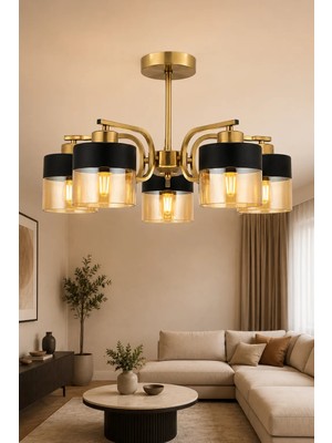 Esslight Verona 5’li Eskitme Bal Camlı Modern Salon Mutfak Yatak Odası Avize
