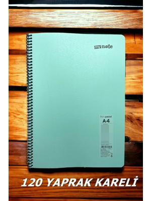 Mikasso Kareli 120 Yaprak Pastel Renk Telli Defter Beyaz Sayfalı 60 gr Kağıt Plastik Kapak Yumuşak Spiralli