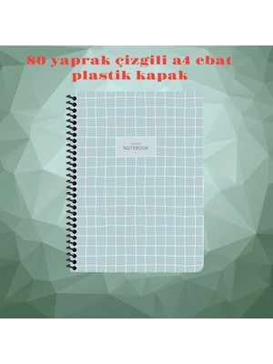 Mikasso Çizgili A4 80 Yaprak Plastik Kapak Telli Defter College Keskin Color Yumuşak Spiralli Çizgili Büyük