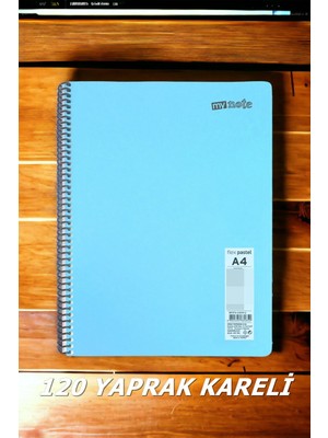 Mikasso Kareli 120 Yaprak Pastel Renk Telli Defter Beyaz Sayfalı 60 gr Kağıt Plastik Kapak Yumuşak Spiralli